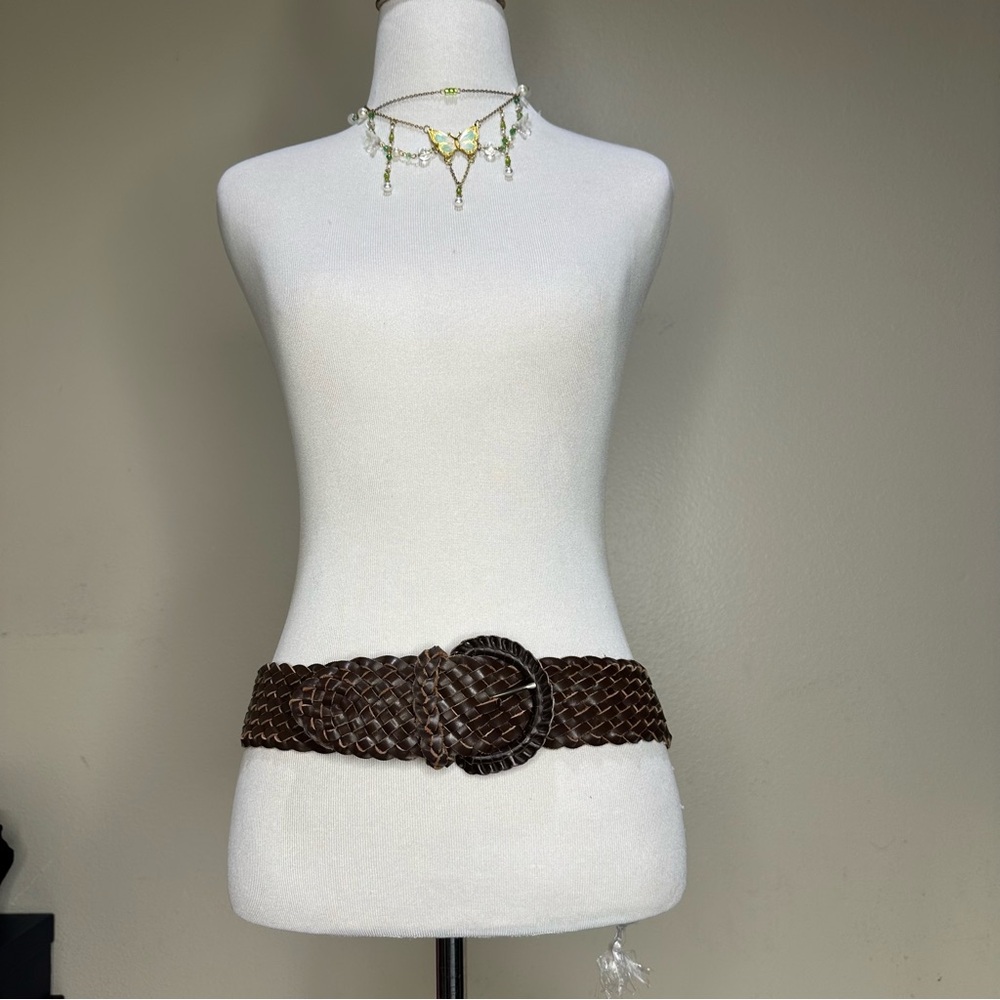 Braided Brown Leather Belt,